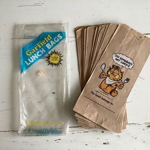 Vintage Carrousel Party Products GARFIELD the Cat brown paper lunch bags